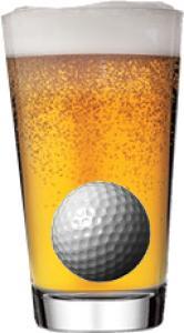 Bierglas en golfbal